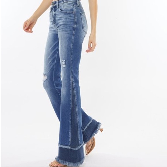 Restocked KanCan High Rise Flare Slightly Distressed Jeans - Picture 2 of 6